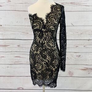 Wink Gal black lace dress single sleeve sheath